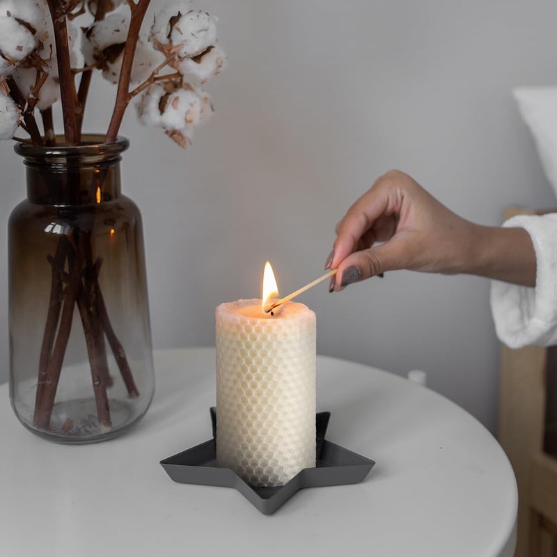 DEYBBY Beeswax Pillar Candles Set of 3 - Handmade Pure Beeswax Rolled Candles for Gift & Home Decor (2?3.4 in - Image 4